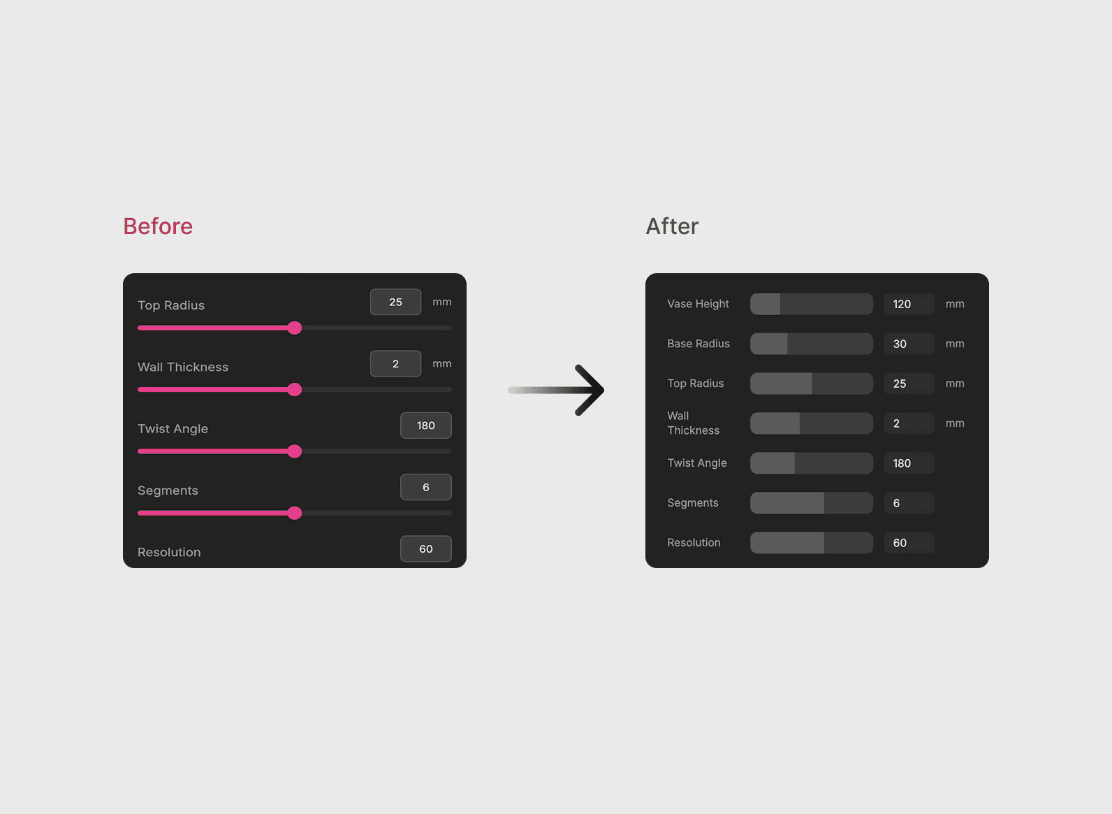 Slider redesign interface artwork.