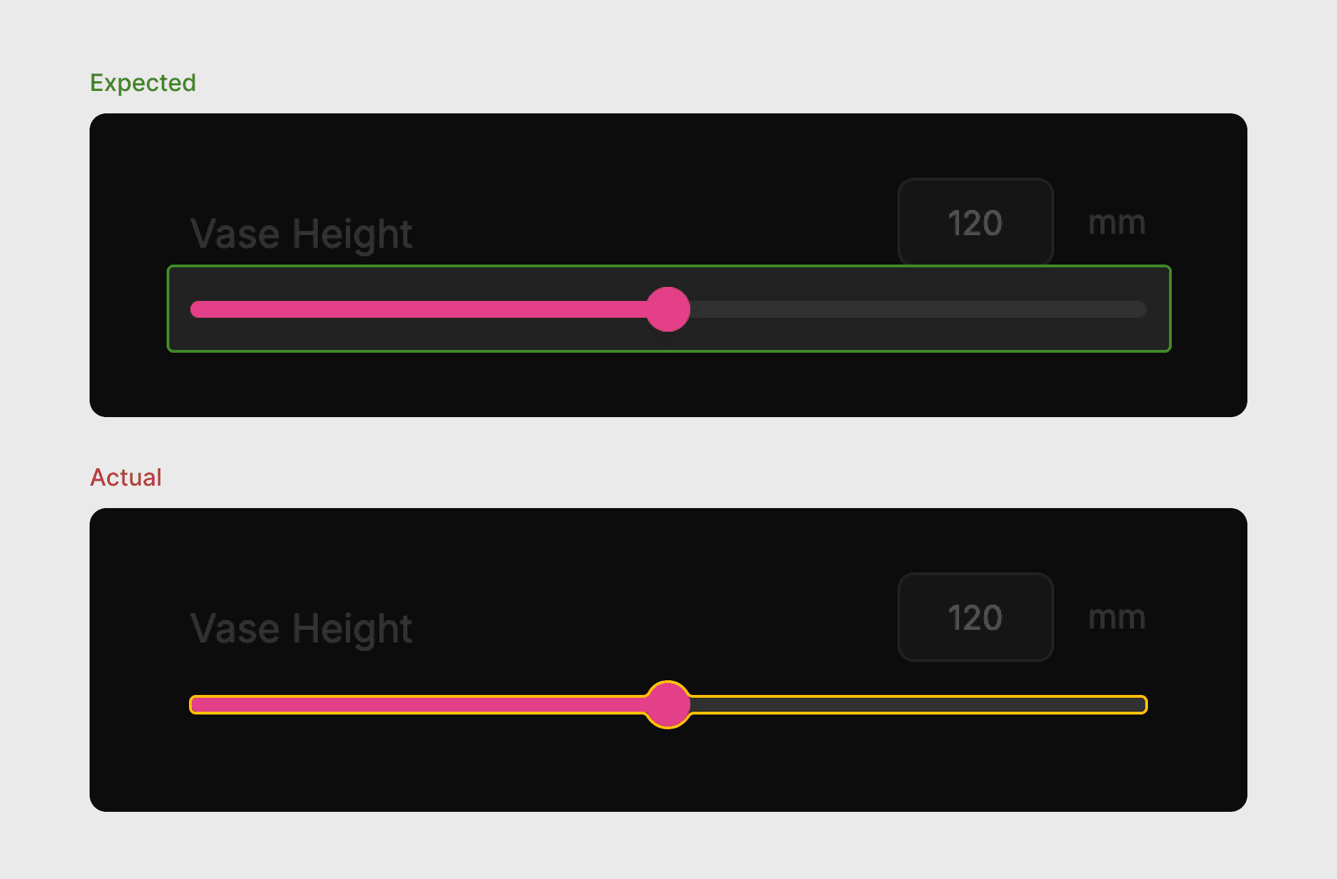 Early slider trigger zone prototype.