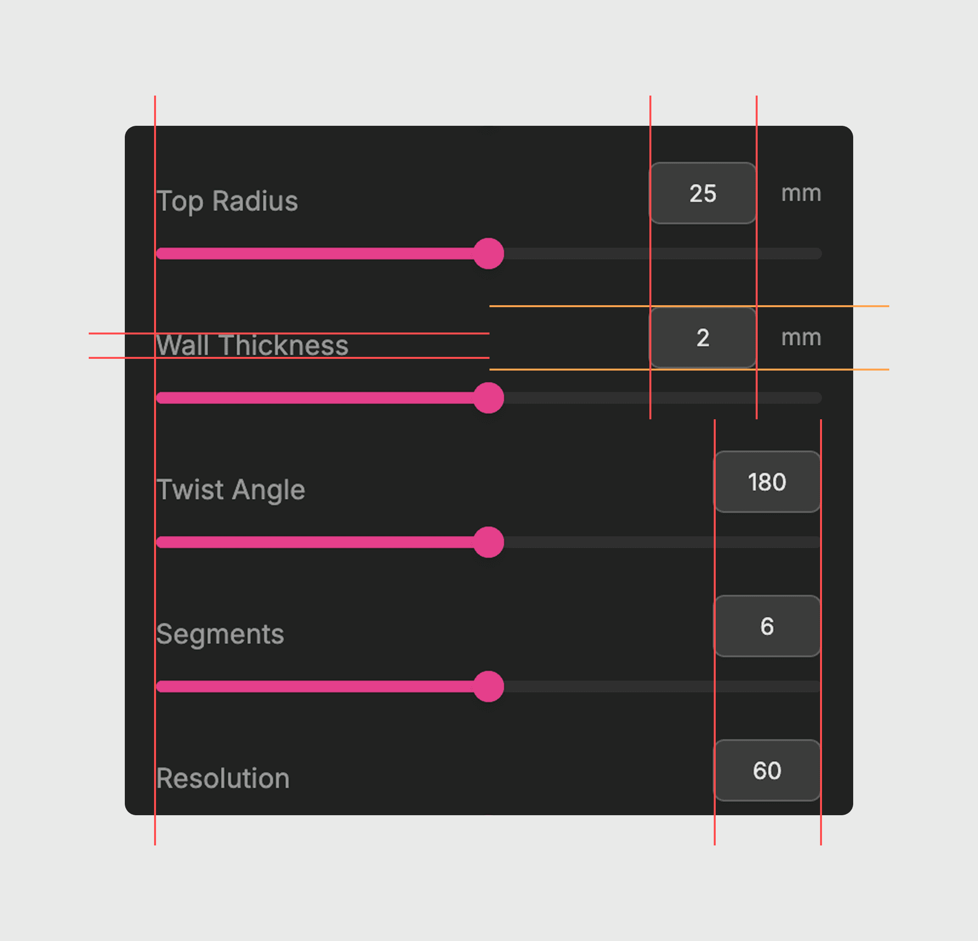 Slider spacing and alignment exploration.