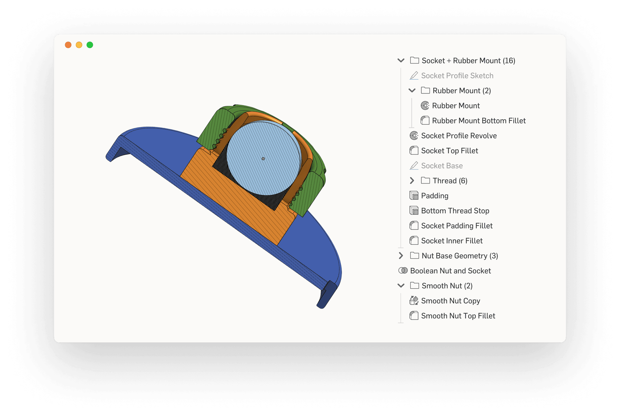 Zavapa Copilot CAD workspace showing a snap-fit housing model and feature tree